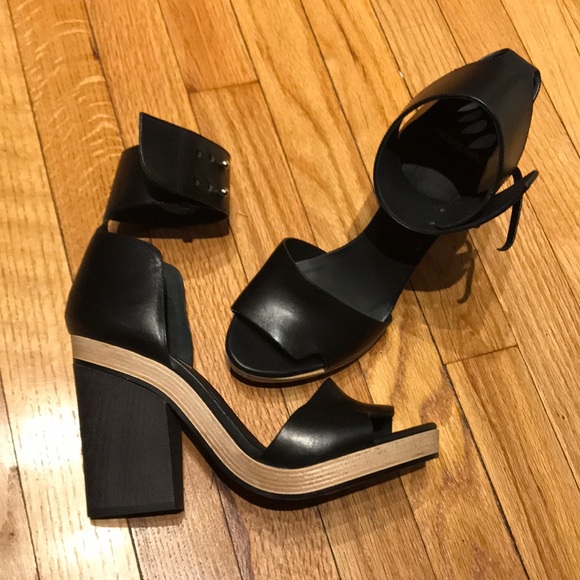 Sandals Leather Square Heels Pumps Platform Ankle chunky block designer luxury - Picture 3 of 7